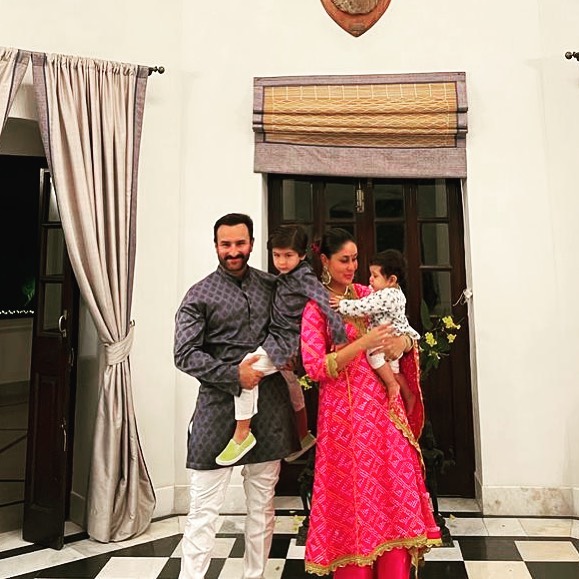 Saif ali khan and kareena kapoor with jeh and taimur