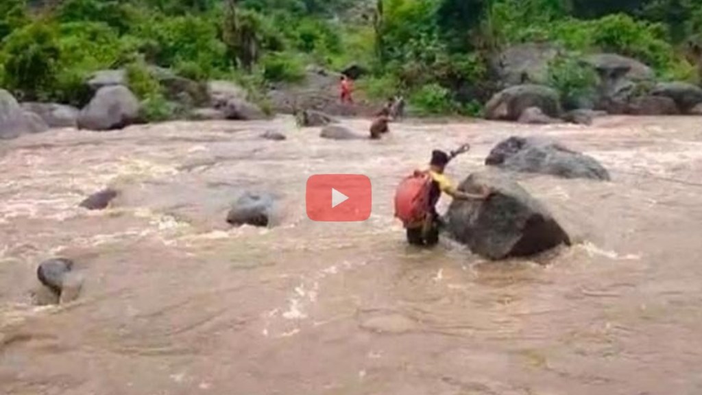 Student Crossing River
