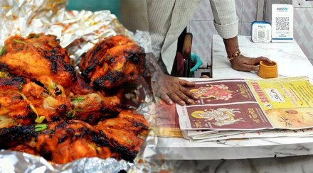 In Uttar Pradesh Man Arrest For Selling Chicken On Plate printed with Hindu deities photos