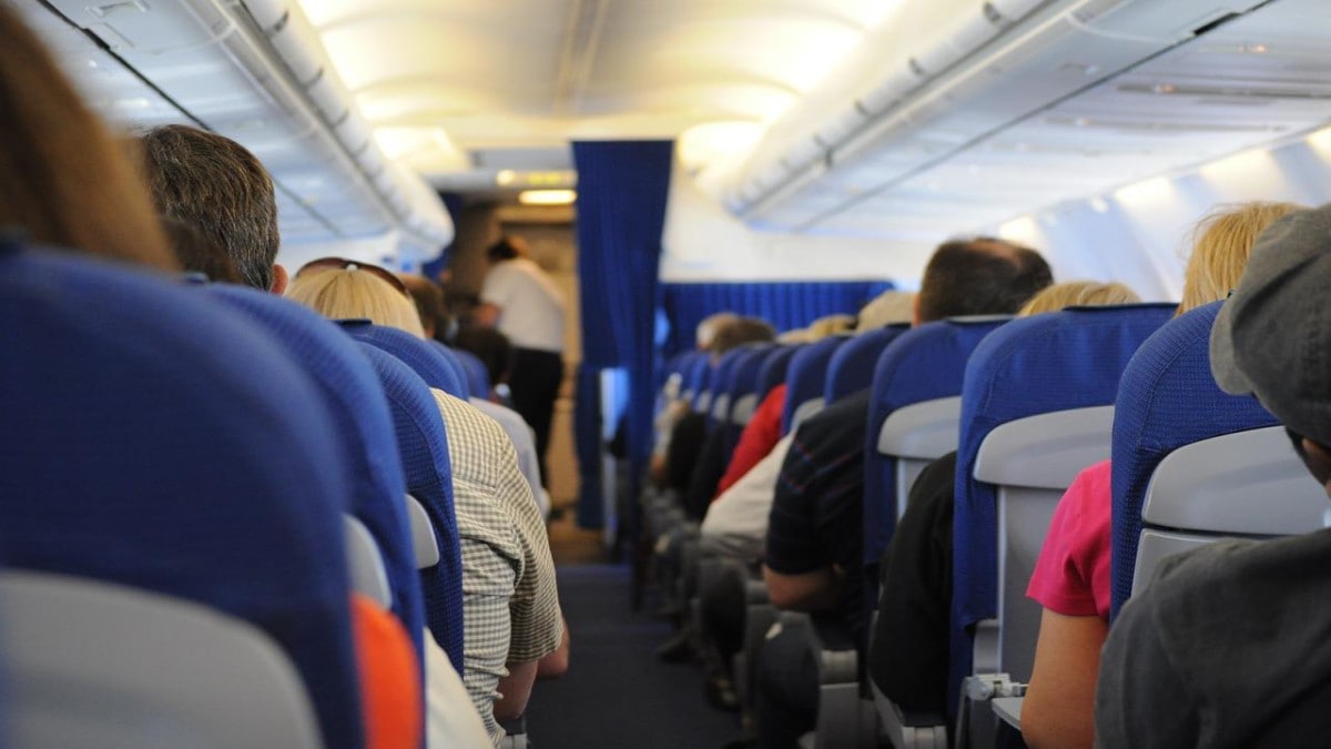 the seats in the plane is often blue