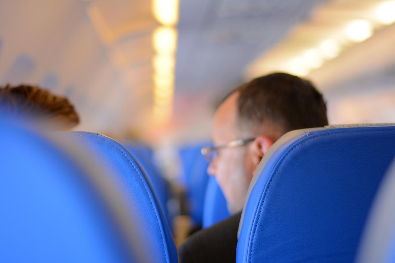 the seats in the plane is often blue