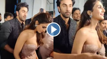 ranbir kapoor, vaani kapoor, shamshera, shamshera release date, vaani kapoor video, ranbir protect vaani kapoor, वाणी कपूर, शमशेरा, रणबीर कपूर, रणबीर वाणी व्हिडीओ, शमशेरा रिलीज डेट, वाणी कपूर व्हायरल व्हिडीओ