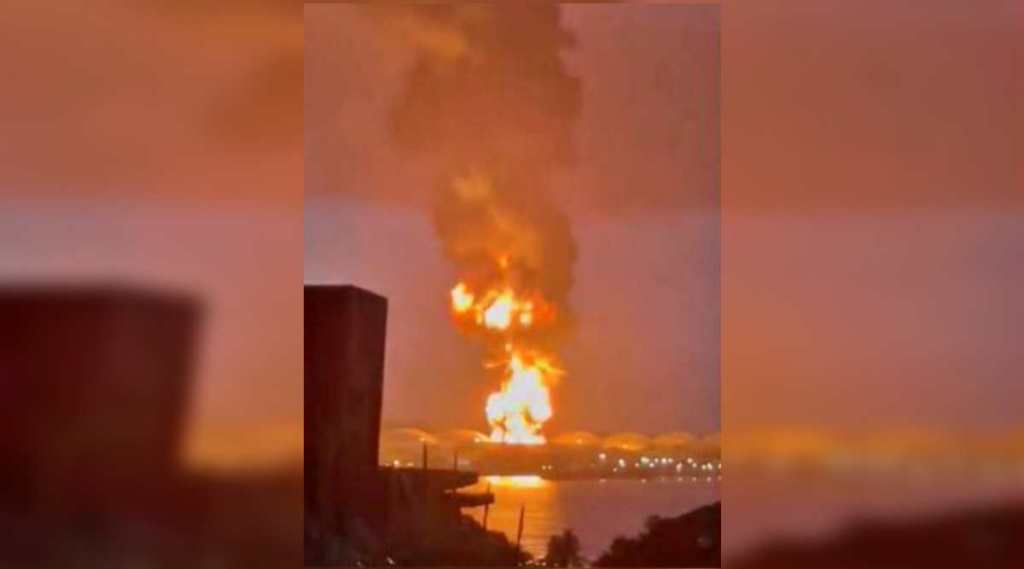 Cuba fire in Oil Facility due to lightning