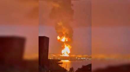 Cuba fire in Oil Facility due to lightning