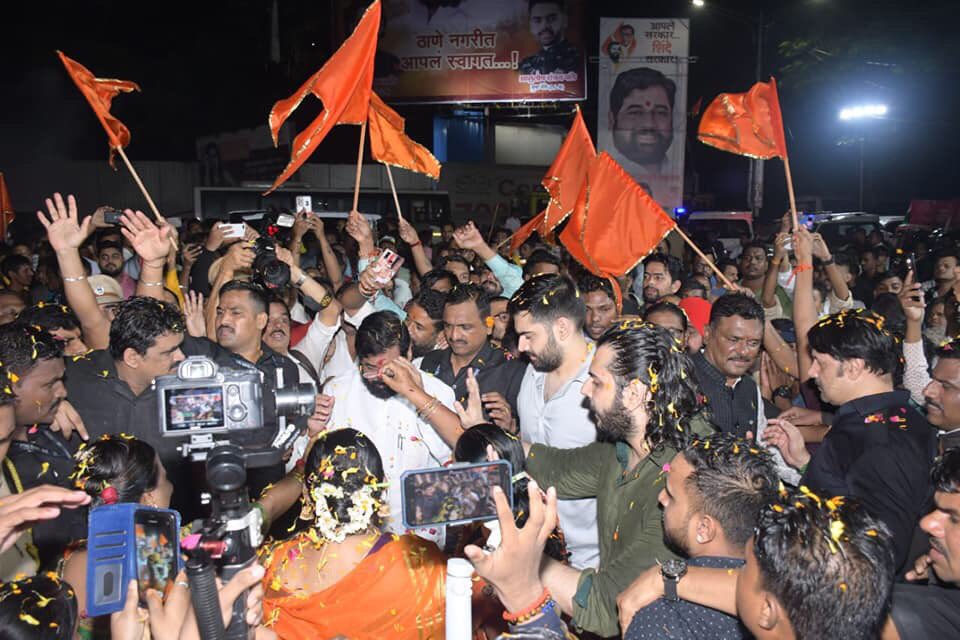 Maharashtra CM Eknath Shinde Felicitated In Thane He Slams Thackeray Sanjay Raut Congress NCP