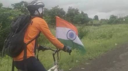 कल्याण-पडघा-शहापूर-आटगाव मुंबई नाशिक महामार्गाने सायकल स्वार भूषण पवार यांनी सोलो सायकल राईडिंगला सुरूवात केली