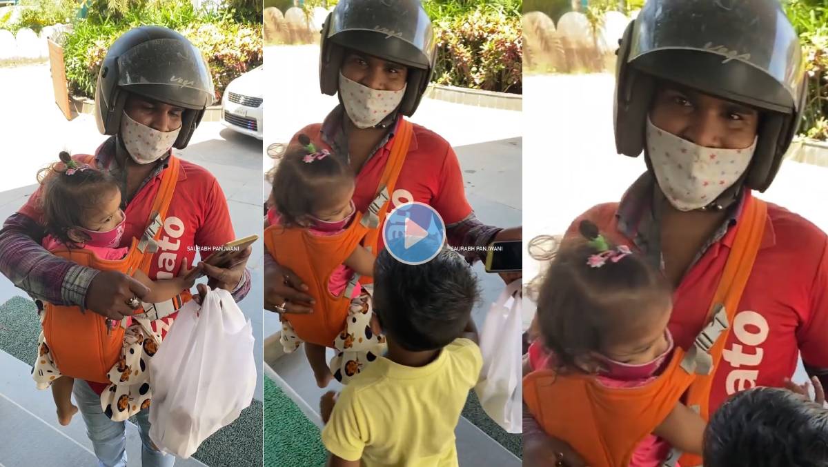 Zomato-Delivery-Partner-Carries-His-Kids