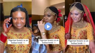 Nigerian Woman Dressed as Indian Bride on her Wedding Day