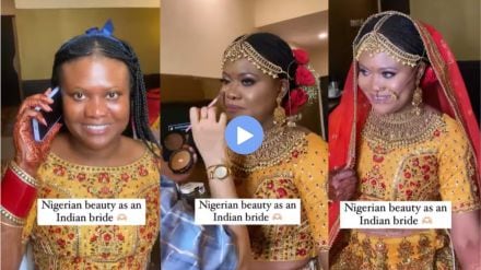 Nigerian Woman Dressed as Indian Bride on her Wedding Day