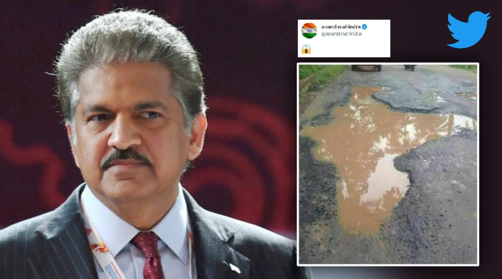 anand mahindra pothole resembling the map of India