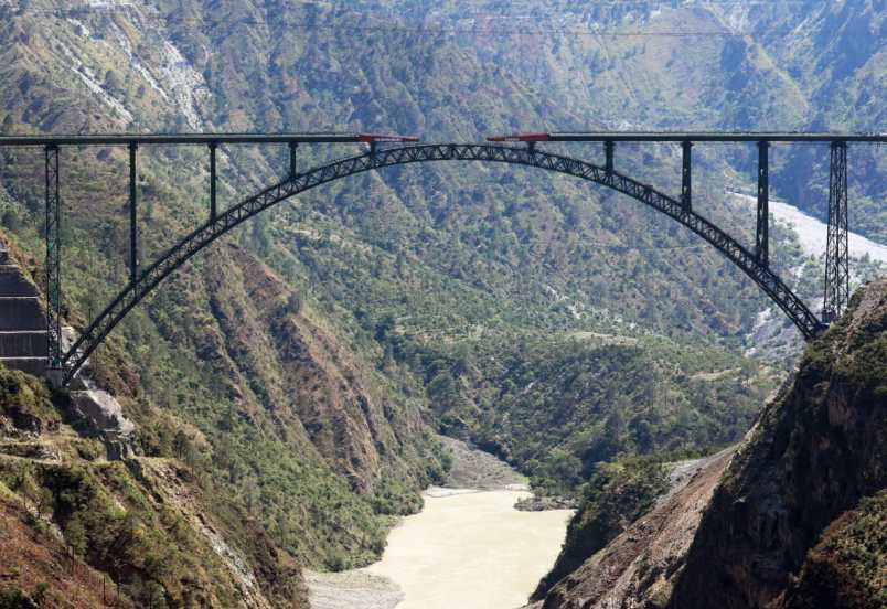 जम्मू काश्मीर मधील चेनाब ब्रीज जगातील सर्वात उंच सिंगल आर्च (single arch) रेल्वे ब्रीज ठरणार असून या ब्रीजचे काम सध्या प्रगतीपथावर आहे.