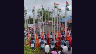 widow women hoisted tricolor flags