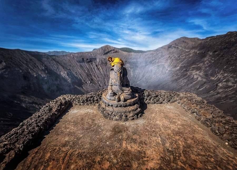volcano ganesha in indonesia mount bromo 700 years old lord ganpati idol at the top of active volcano