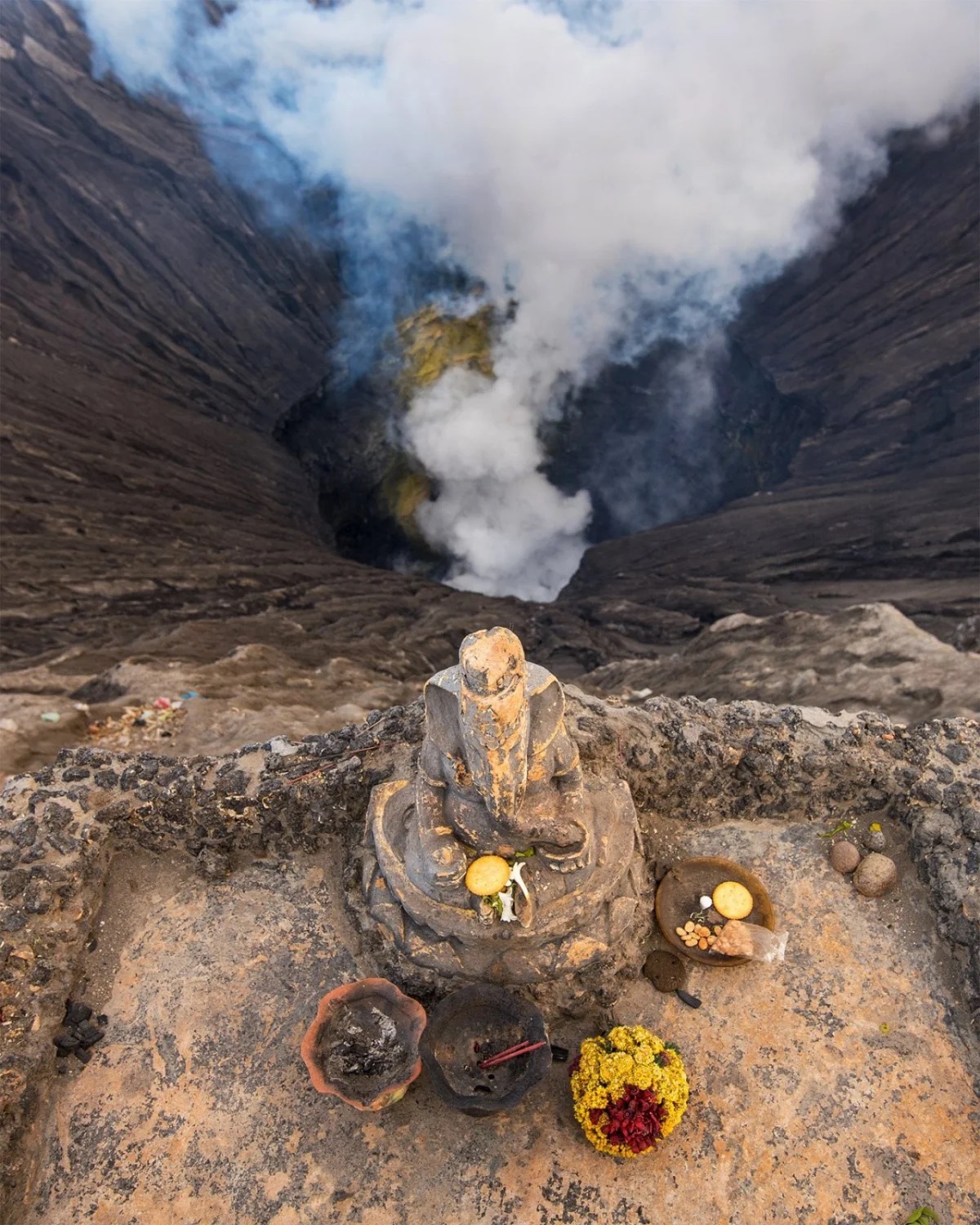 volcano ganesha in indonesia mount bromo 700 years old lord ganpati idol at the top of active volcano