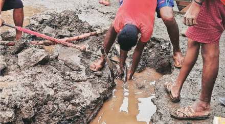 हावितरणाने घटनास्थळाची तपासणी केली. त्यावेळी वीजवाहक वाहिन्यांना तीन ठिकाणी तडे पडल्याचे आढळून आले.