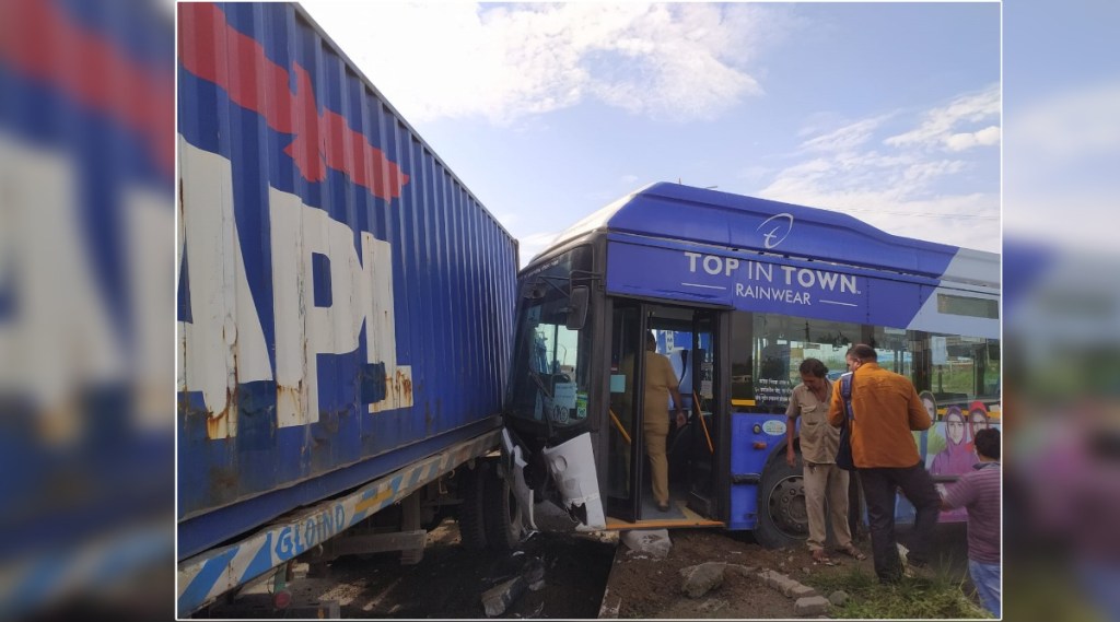 NMT bus accident near Karal on Uran Panvel route