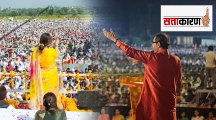 public meeting, crowd and politics at Dussehra