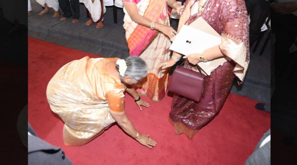 Author Sudha Murthy Bowing Down
