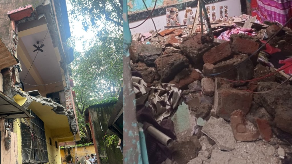 Ulhasnagar, part of a building collapsed on a neighboring house and an old man died