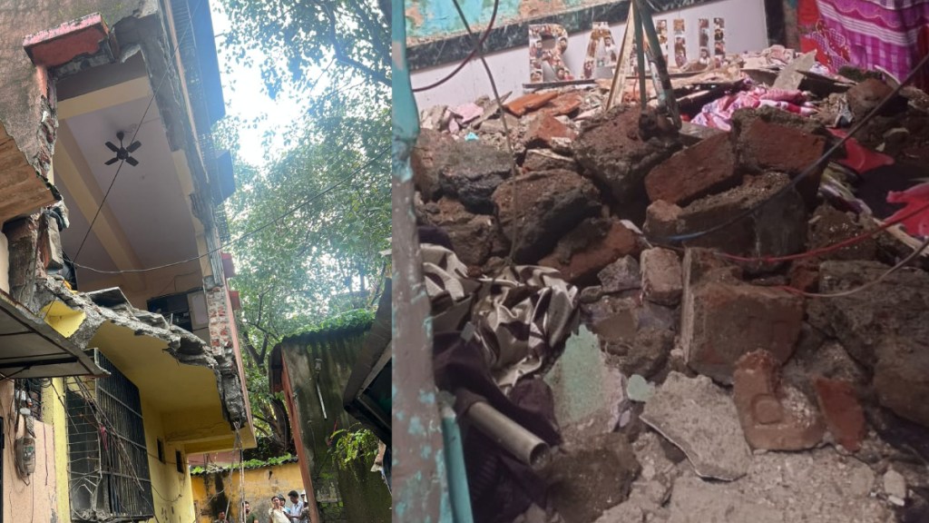 Ulhasnagar, part of a building collapsed on a neighboring house and an old man died