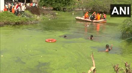 Tractor fall on pond