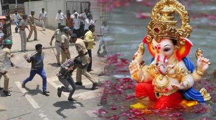 Police lathicharged devotees during Ganesh Visarjan procession constable suspended