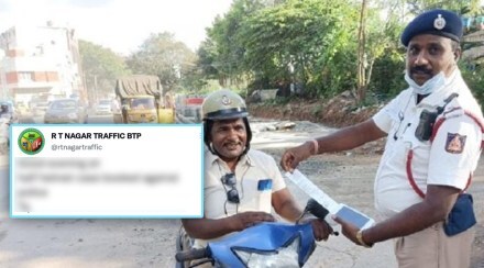 Bengaluru Traffic Policeman fines another cop for wearing wrong helmet photo goes viral on twitter 22
