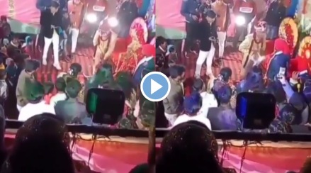 Viral video groom beats drone during varmala in Indian Wedding Funny Clips Bride should run away