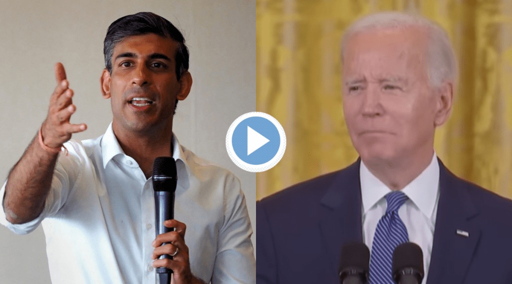 Viral Video Rishi Sunak name mispronounced by Joe Biden as Rashid Sanook netizens compare with Donald Trump