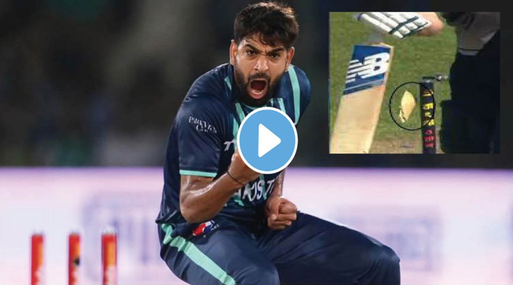 The Pakistan fast bowler Haris Rauf's broke Phillips' bat in two pieces with his extra-ordinary bowling speed