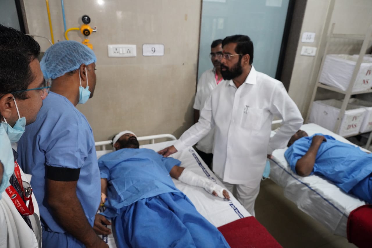 Nashik Bus Accident CM Shinde visit the spot and hospital