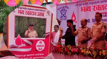 grand blood donation camp organised in kalmaboli for panvel police