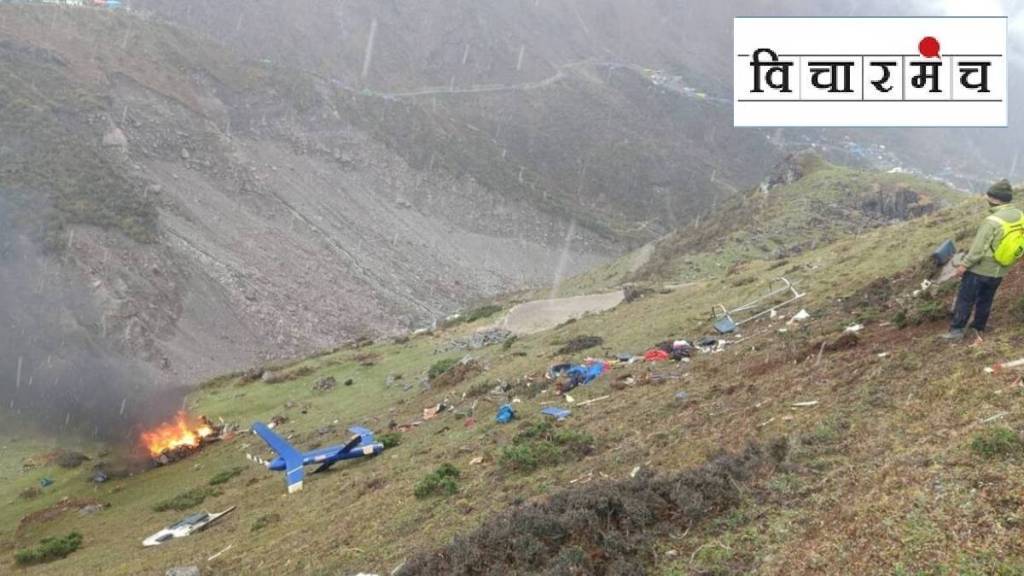 The chopper travelling from Kedarnath it crashed near Garud Chatti due to Bad weather
