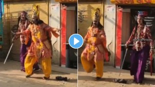 man dressed as raavan dance