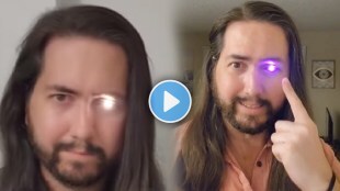 us man turns his eye into flashlight