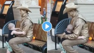 babe hugging statue viral video