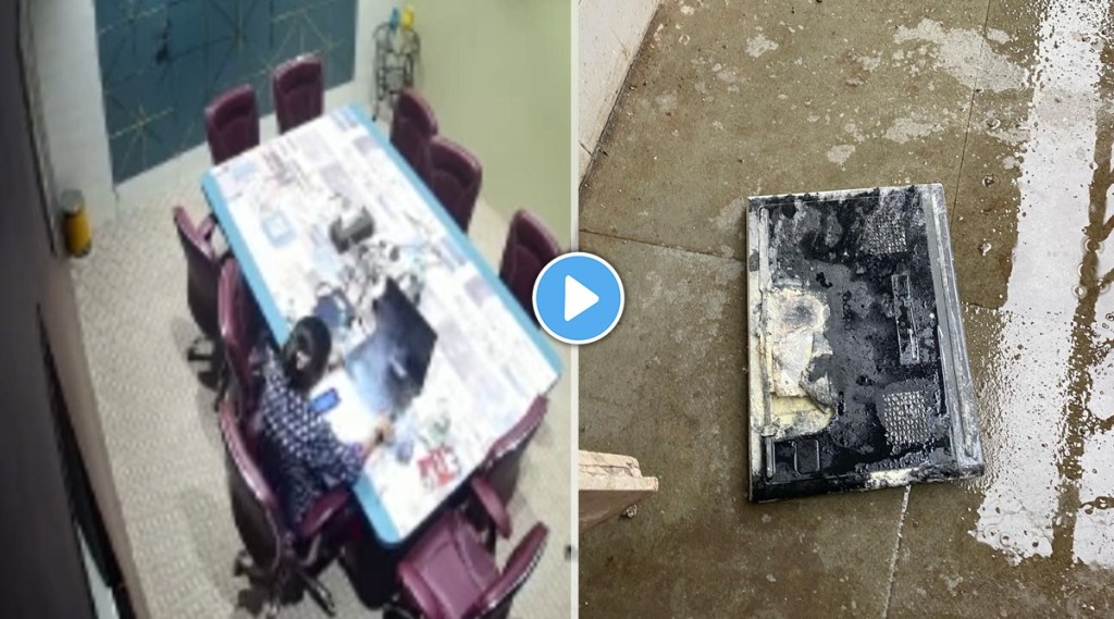 dell laptop exploded in mumbai watch video