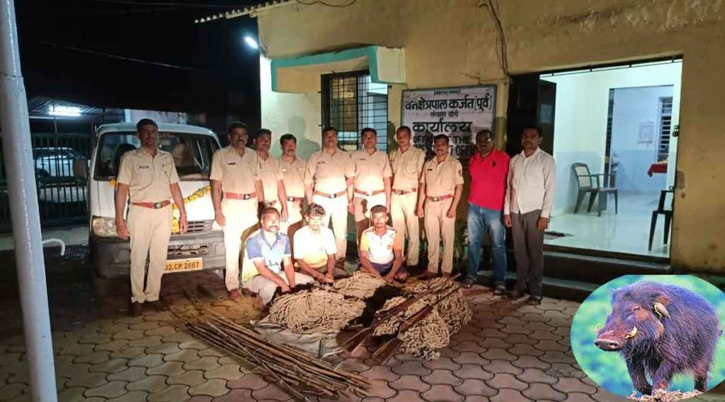 karjat forest officials arrest five persons for hunting wild boar