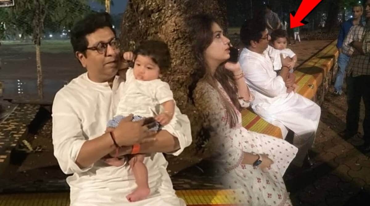 raj thackeray car drive with grandson Kian Amit Thakceray after mns shivaji park deepotsav ignoration by cm eknath shinde dcm devendra fadnavis