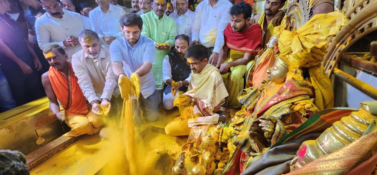 Aaditya Thackeray Jejuri visit photos talks about sanjay raut bail