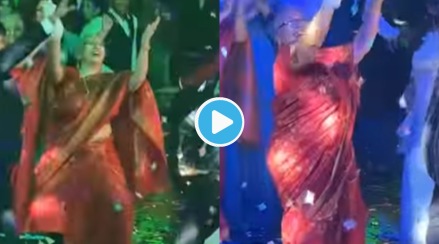 Viral Video Rekha Dance in Red Saree Netizens go Crazy over Expressions Indian Wedding clip