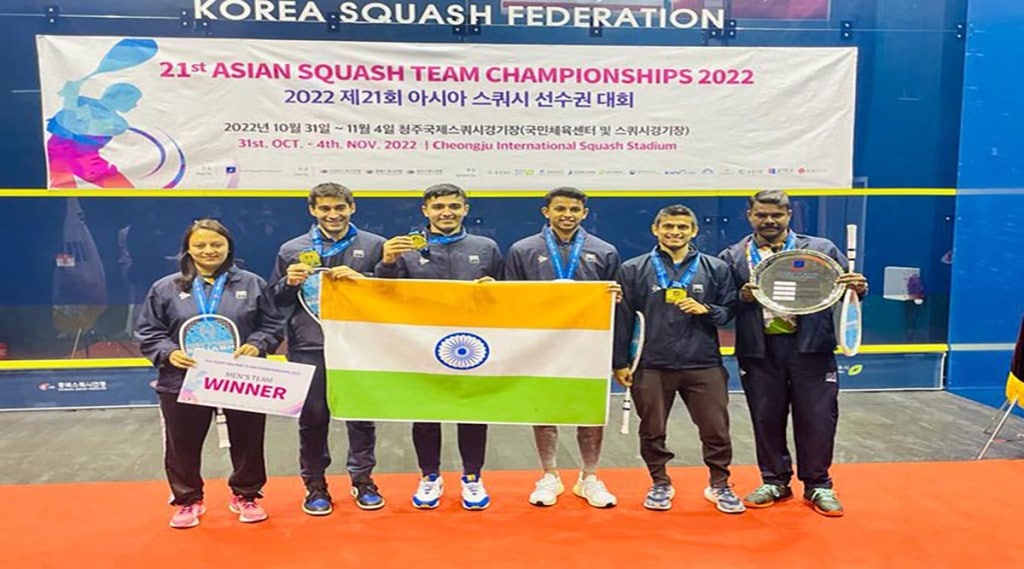 Indian men's squash team won the gold medal for the first time in the Asian Team Squash Championship