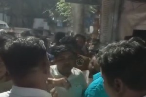 there was a heated argument between thackeray group and shinde group workers at wagle estate thane