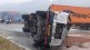 a chemical container overturned on the jnpt palspe national highway traffic jam uran navi mumbai