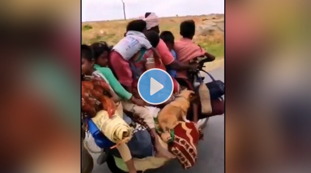 Unbelievable man travels with wife five kids two dogs and many other stuff on scooter watch this hilarious viral video