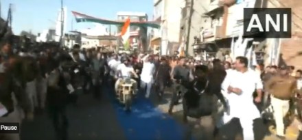 Rahul Gandhi was seen riding a bike in Indore Madhya Pradesh