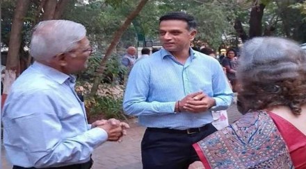 Appeared in Pune for a book exhibition based on the life journey of Rahul Dravid's mother
