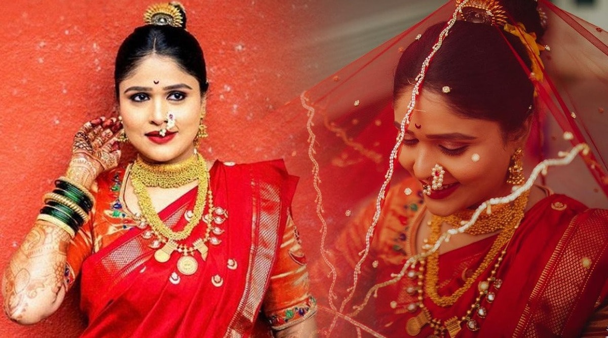 Akshaya Deodhar-Hardeek Joshi wedding dupatta