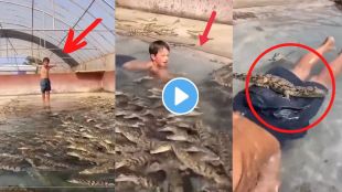 Child plays with crocodile viral video