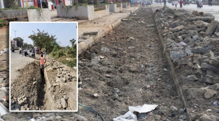 Excavation obstruction on Kalyan Badlapur National Highway adds to traffic congestion